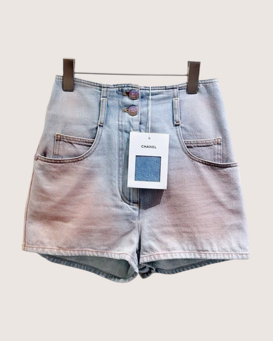 Chanel 24C Denim Shorts Blue, Pink FR 34