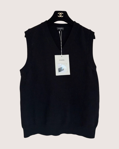 Chanel 26S V-Neck Vest Black FR 40