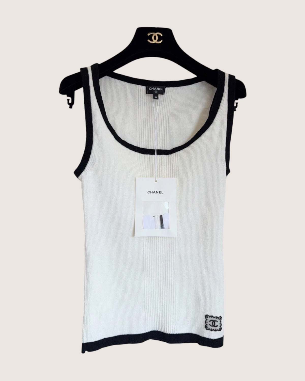 Chanel 25S Colorblock CC Vest White, Black FR 34