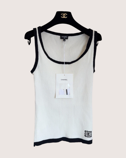 Chanel 25S Colorblock CC Vest White, Black FR 34