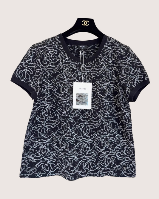 Chanel 25C CC Logos T-Shirt - Black, White