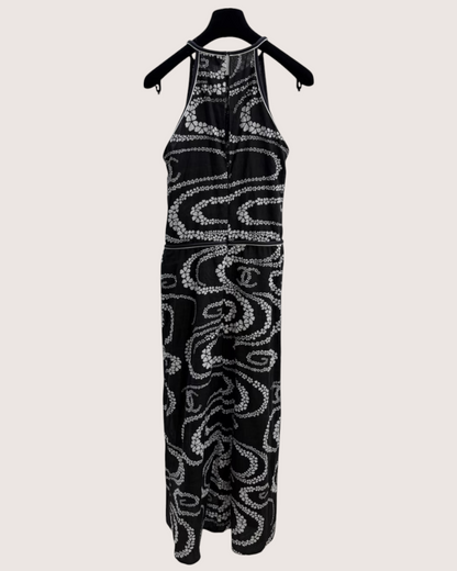 Chanel 25M Coco Beach Maxi Dress Black, White FR 34