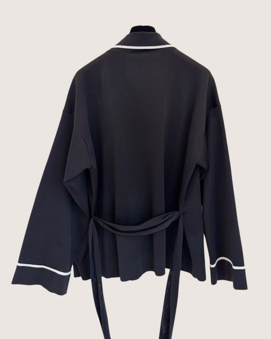 Chanel 26P Belted Cardigan Black, White FR 38