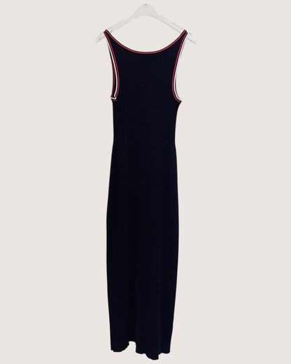 Miu Miu Cable-Knit Slim Dress Navy, Red, White FR 36