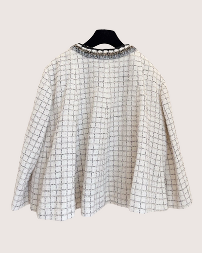 Chanel 25S Tweed Cropped Jacket Beige/Ecru, Black, Multicolor FR 40