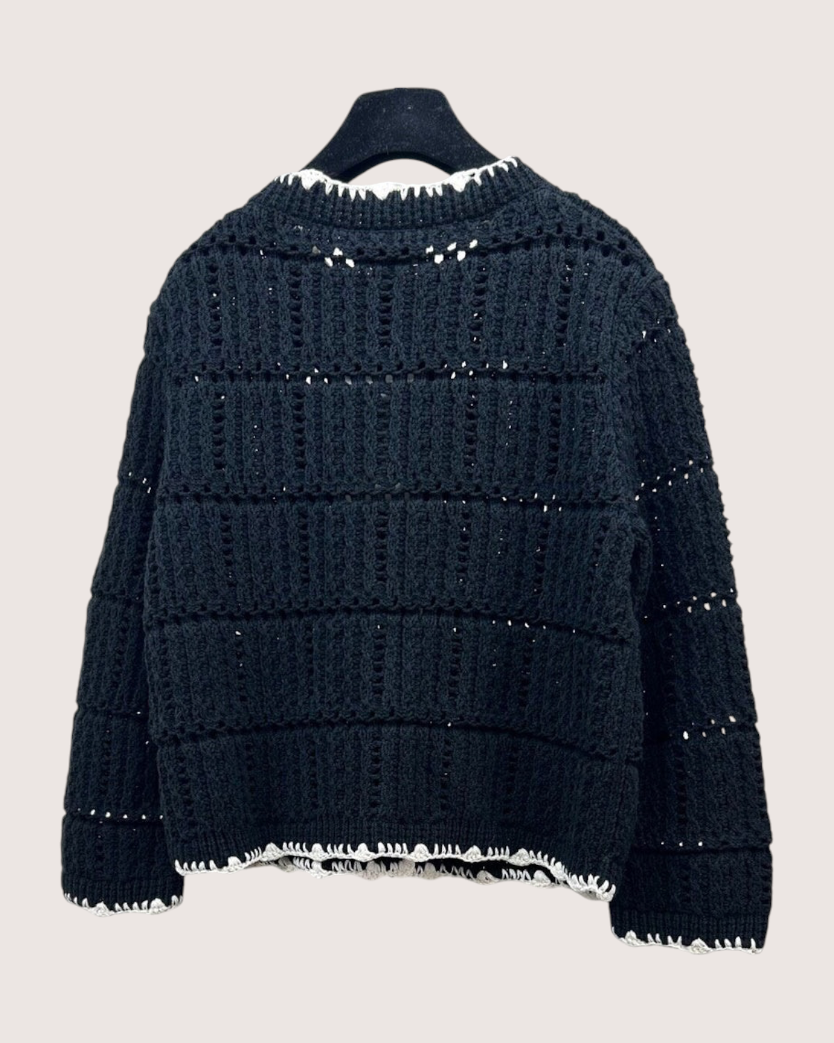 Chanel 26P Openwork Cardigan Black, Beige/Ecru FR 38