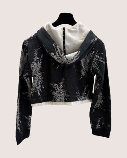 Chanel 25B Speckled Pullover Hoodie Black, White, Beige/Ecru FR 36