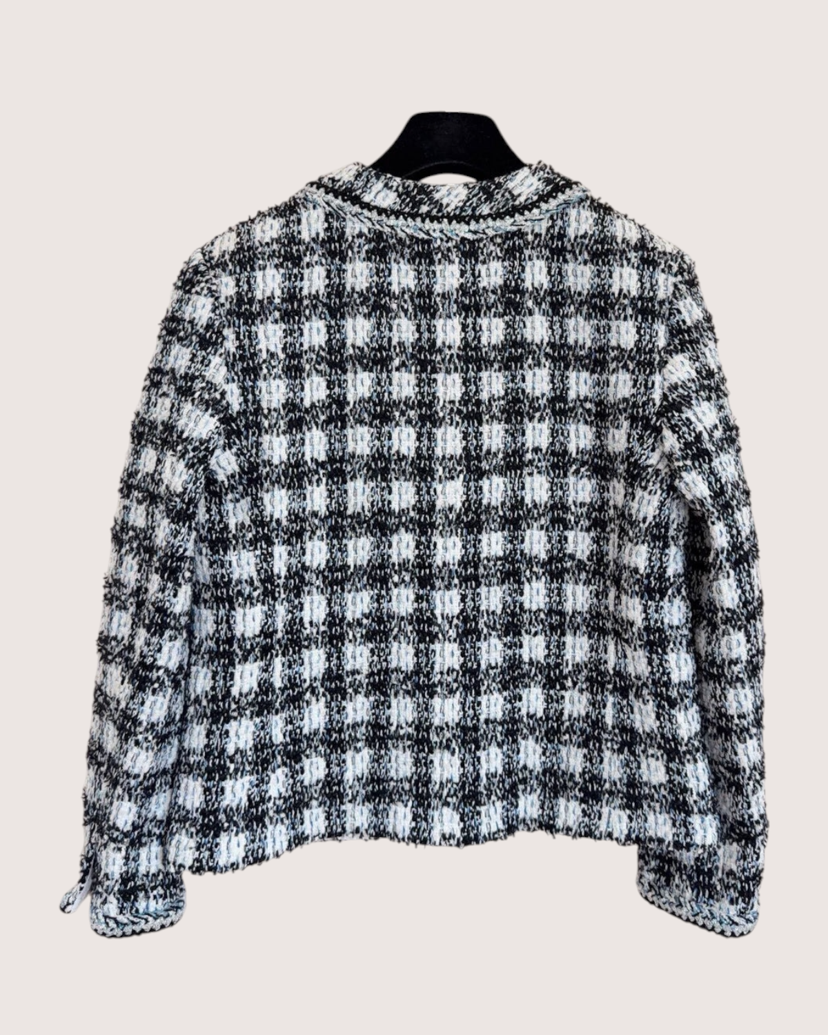 Chanel 23P Checked Tweed Jacket Black, White FR 36