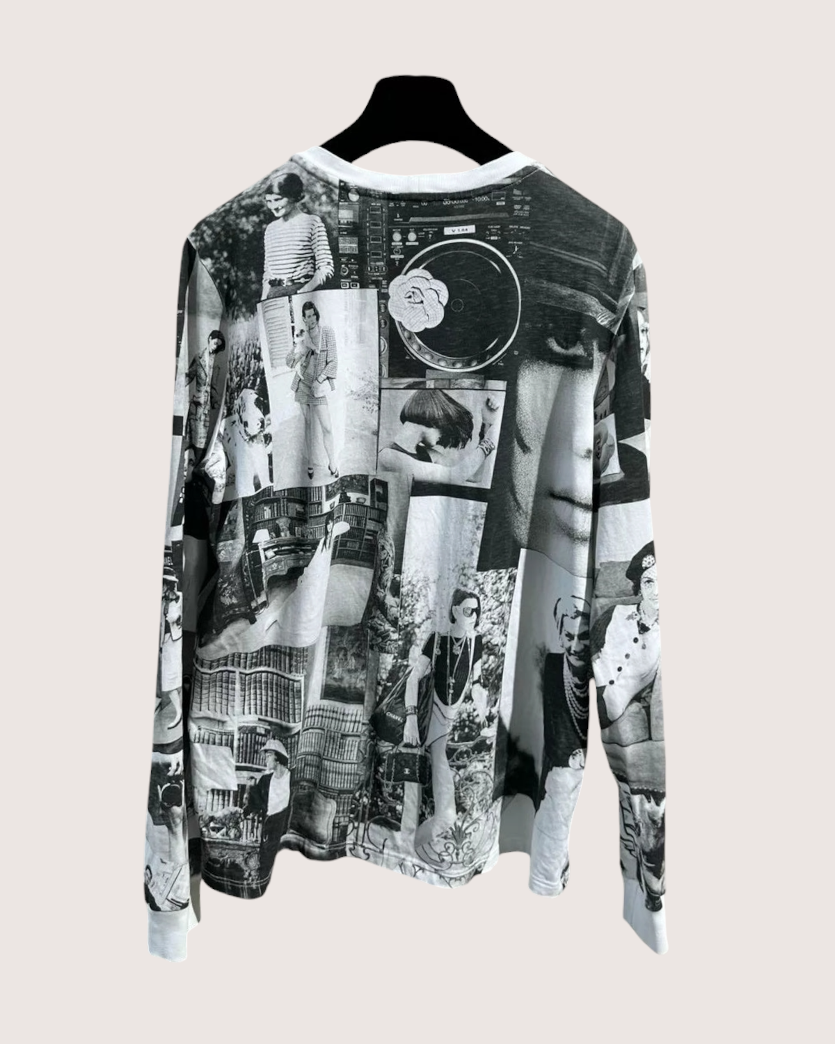 Chanel 23S Photo-Print Long-Sleeve T-Shirt - Black, White, view 2