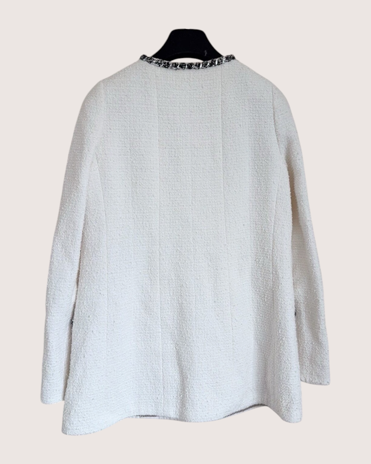 Chanel 22P Contrast-Trim Tweed Jacket White, Black FR 38
