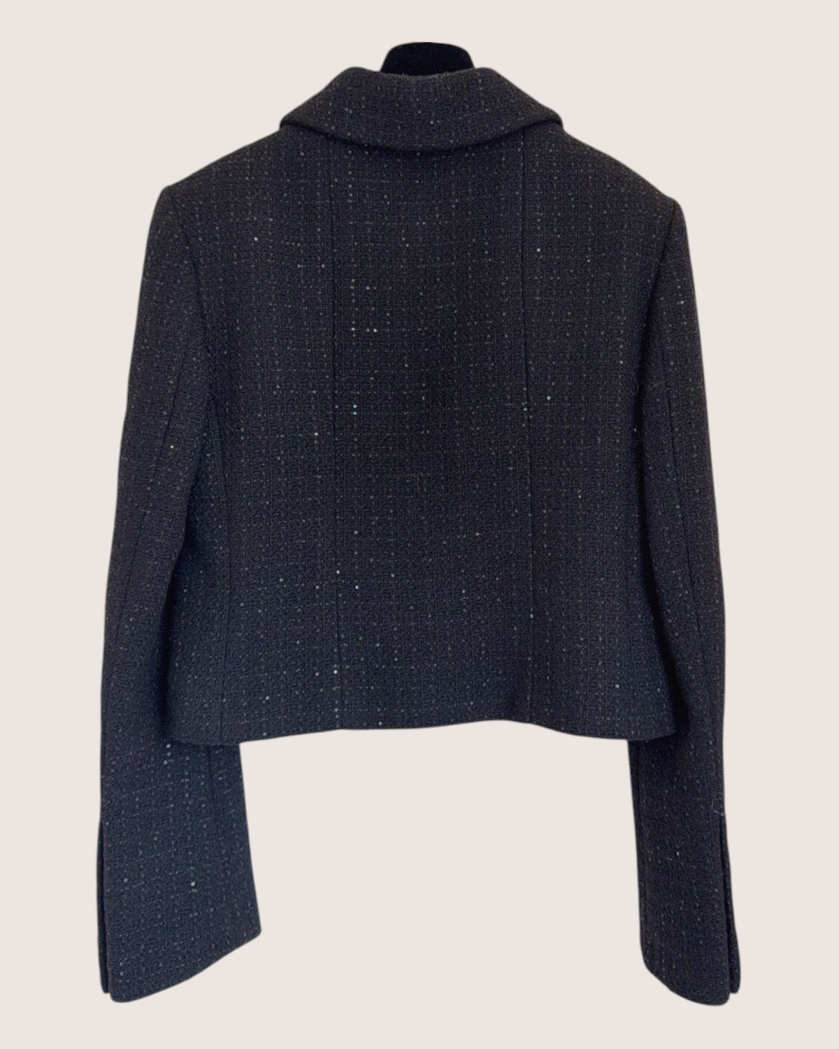Chanel 25K Sequin Tweed Cropped Jacket Black FR 38