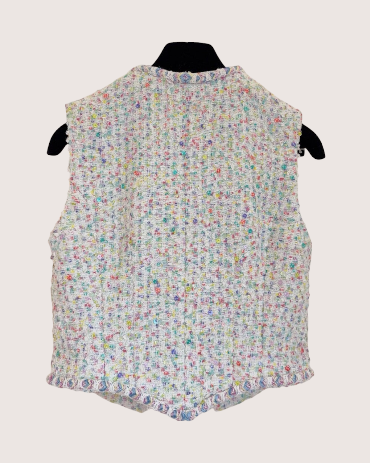 Chanel 23S Confetti Tweed Vest White, Multicolor FR 34