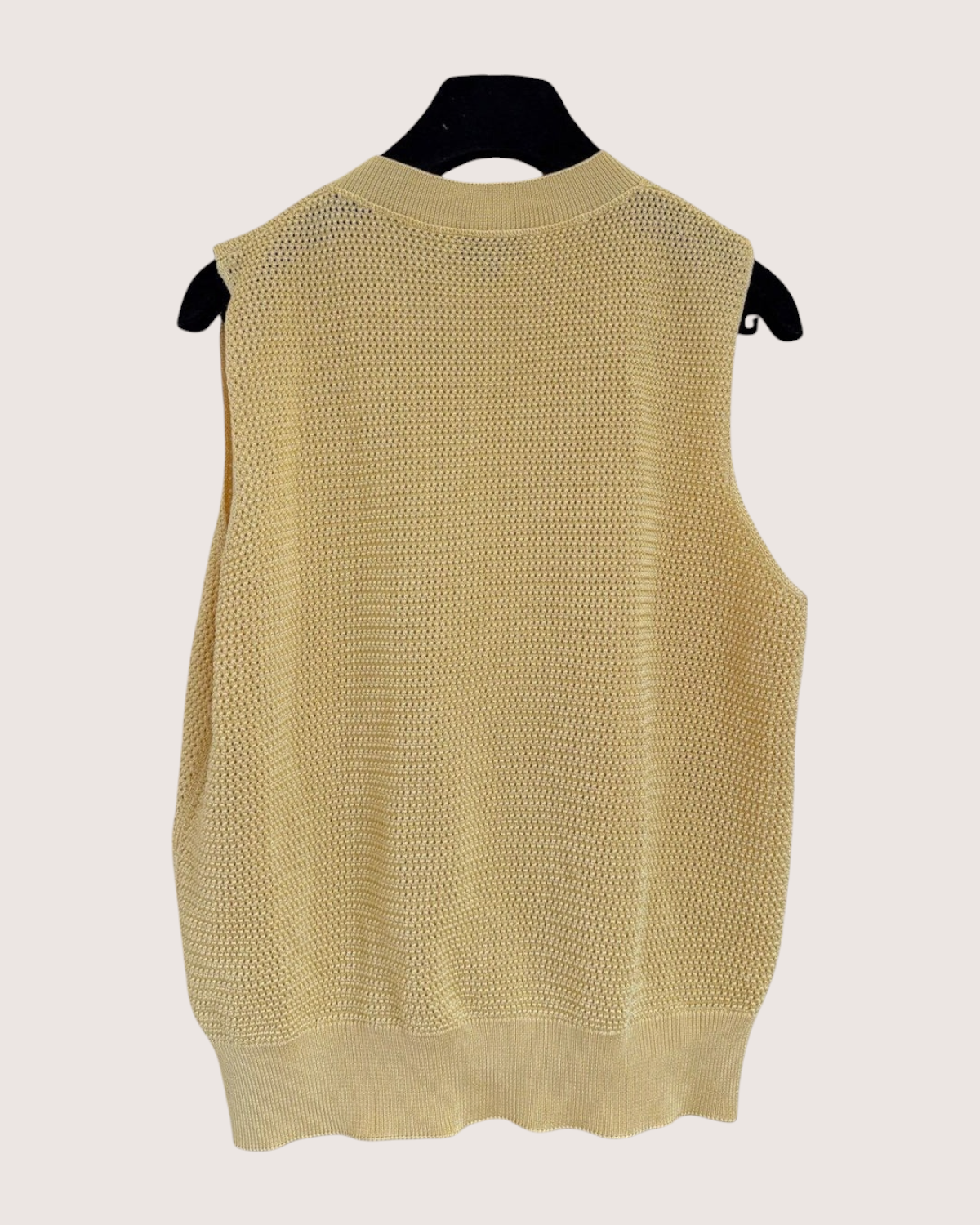 Chanel 26S Openwork V-Neck Vest Yellow FR 38