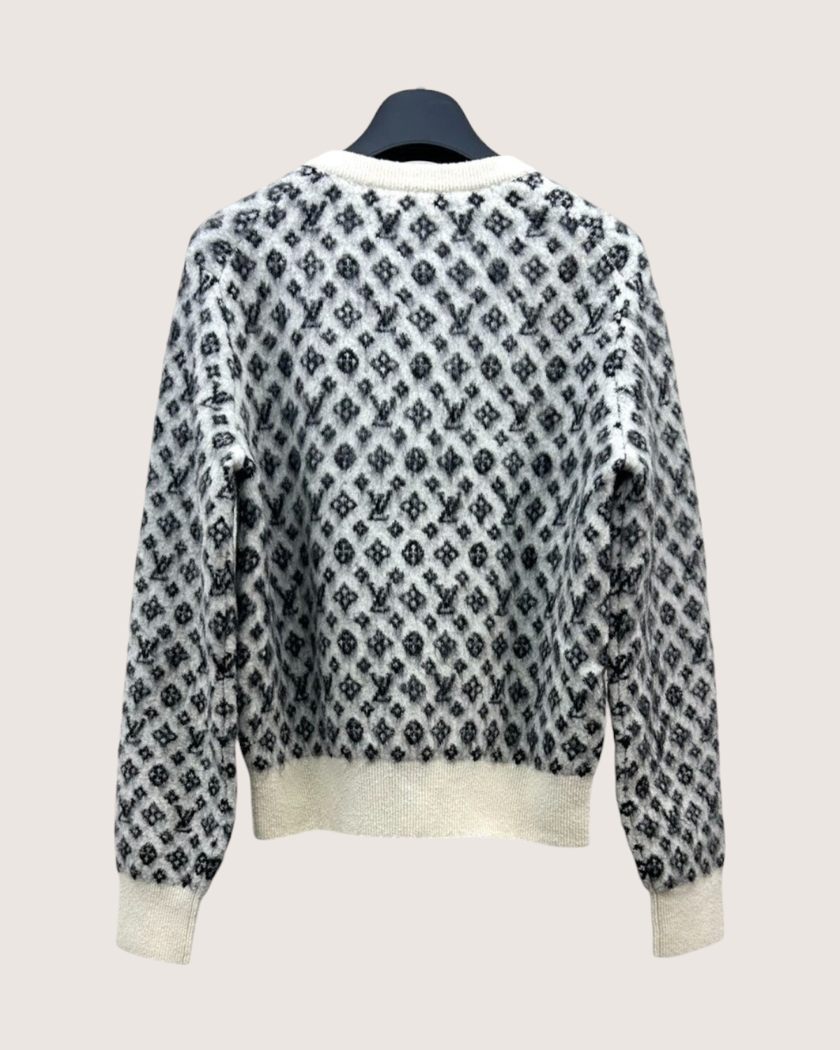 Louis Vuitton Cashmere Monogram Cardigan Grey, Beige/Ecru FR 36