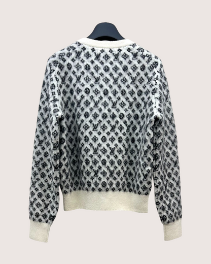 Louis Vuitton Cashmere Monogram Cardigan Grey, Beige/Ecru FR 36