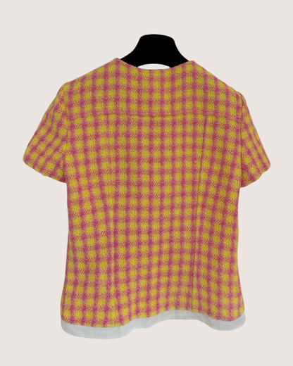 Chanel 25S Short-Sleeve Bow Tweed Short Jacket
