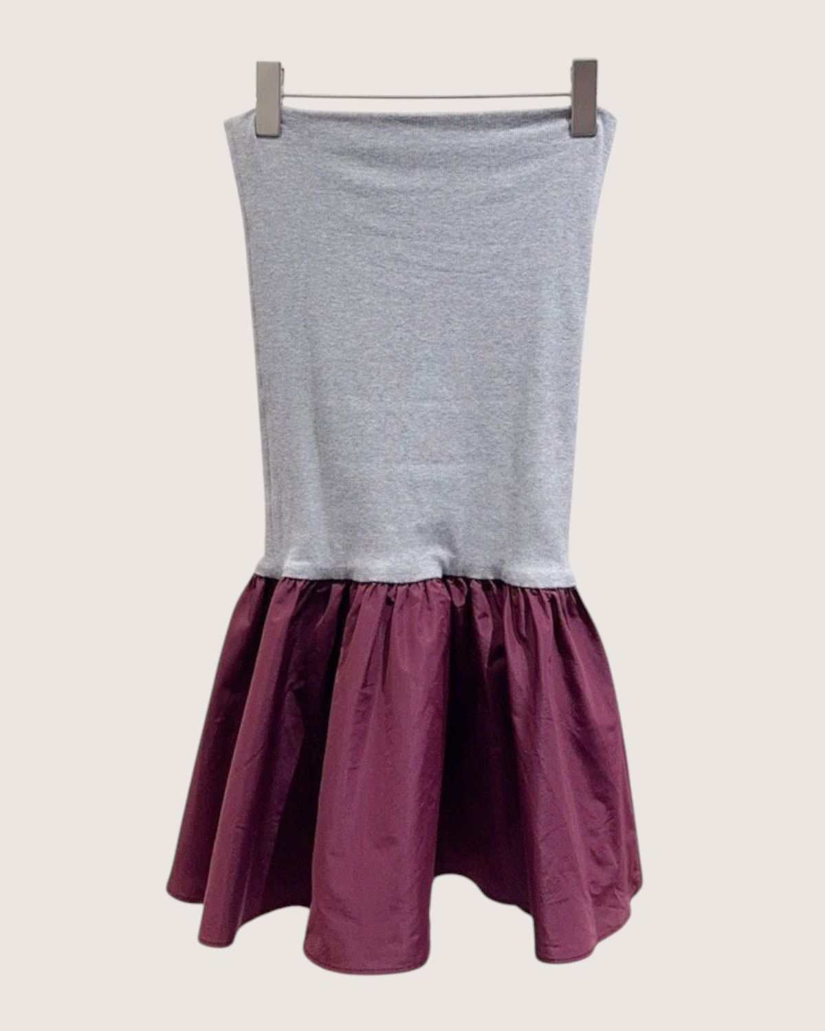 Miu Miu Colorblock Zip-Pocket Mini Dress Burgundy, Grey FR 36