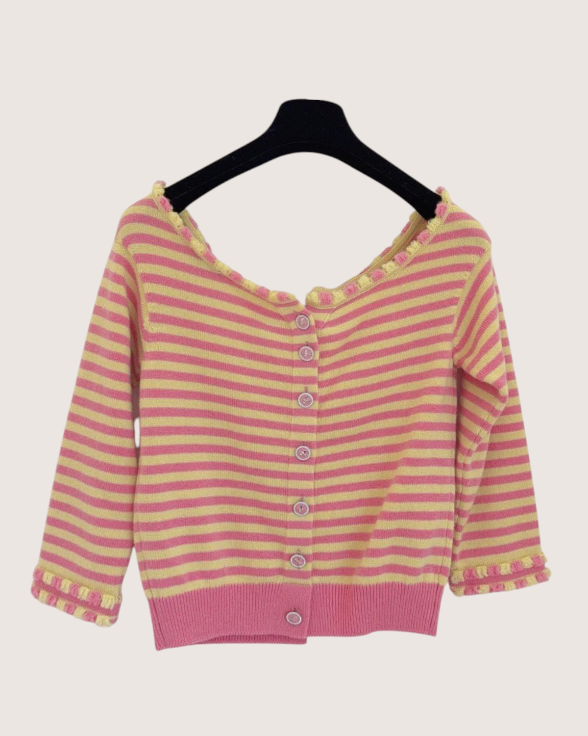 Chanel 25S Cashmere Striped Cardigan Pink, Yellow FR 38