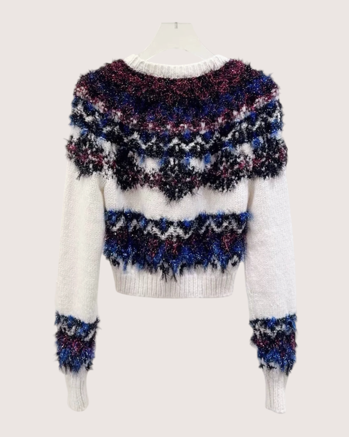 Chanel 21K Cashmere Fair Isle Sweater Beige/Ecru, Black, Blue, Multicolor FR 34