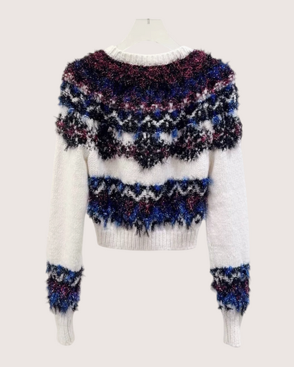 Chanel 21K Cashmere Fair Isle Sweater Beige/Ecru, Black, Blue, Multicolor FR 34