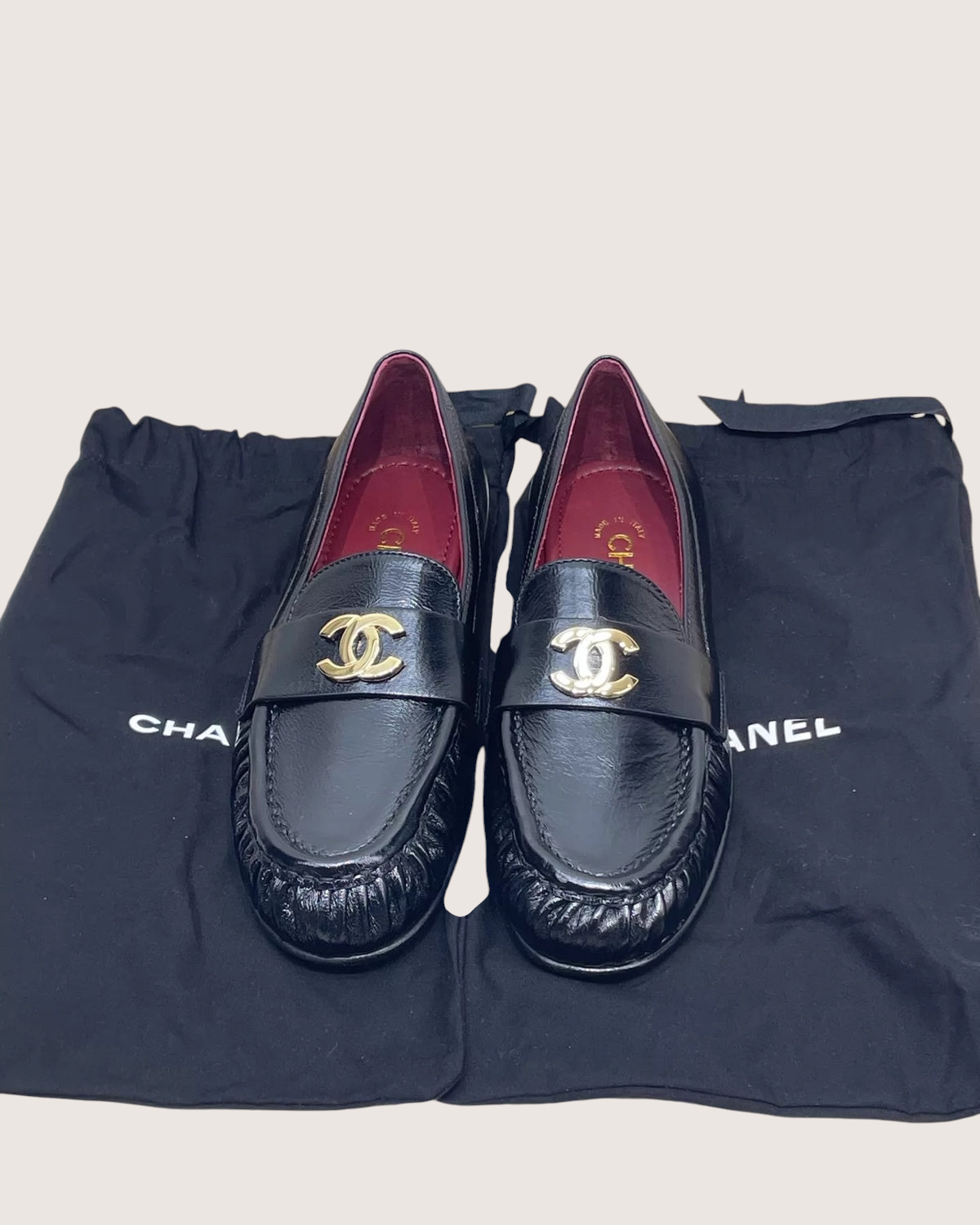 Chanel 26A Crumpled Leather Loafers