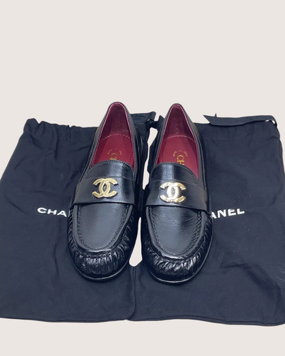 Chanel 26A Crumpled Leather Loafers