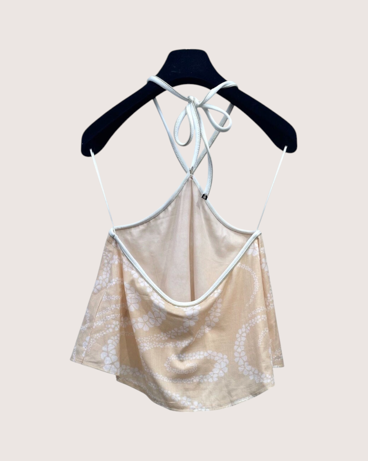 Chanel 25M Coco Beach Floral Halter Top Beige/Ecru, White FR 34