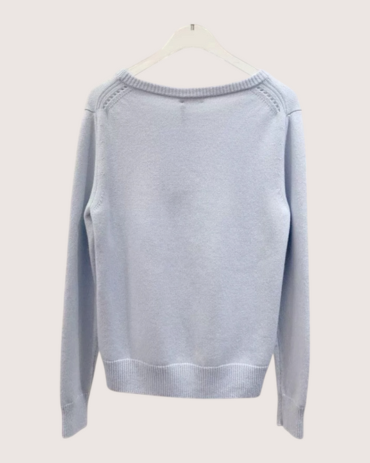 Celine Cashmere Triomphe Logo Sweater Blue FR 34