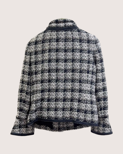 Chanel Plaid Tweed Jacket Navy, White, Multicolor FR 40