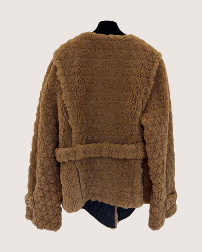 Chanel 21A Teddy Belted Jacket Brown FR 38