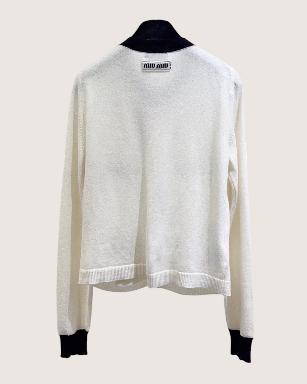 Miu Miu Cashmere Colorblock Cardigan White, Black FR 38