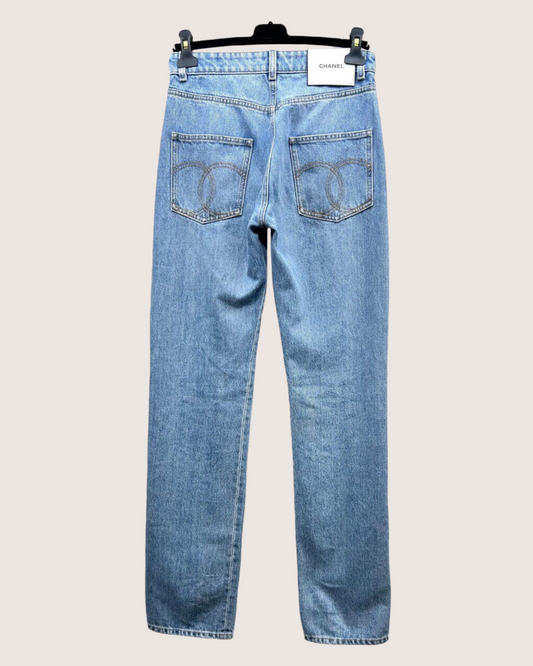 Chanel 26A Straight Denim Jeans Blue FR 34