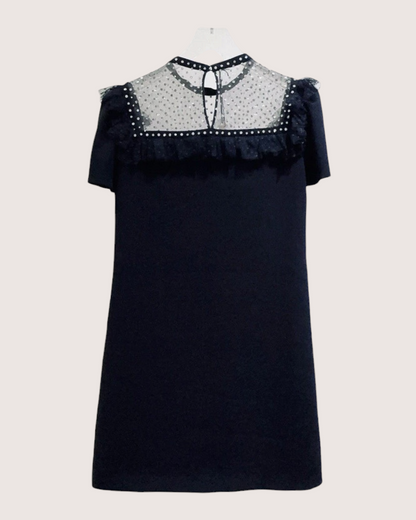 Miu Miu Crystal-Embellished Mini Dress Black, Silver FR 34