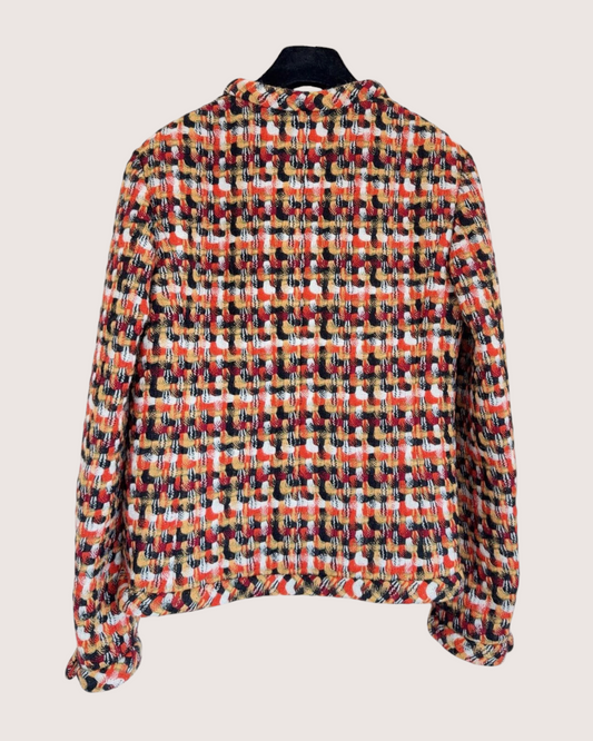Chanel 23A Tweed Jacket Orange, Red, Black, Multicolor FR 38