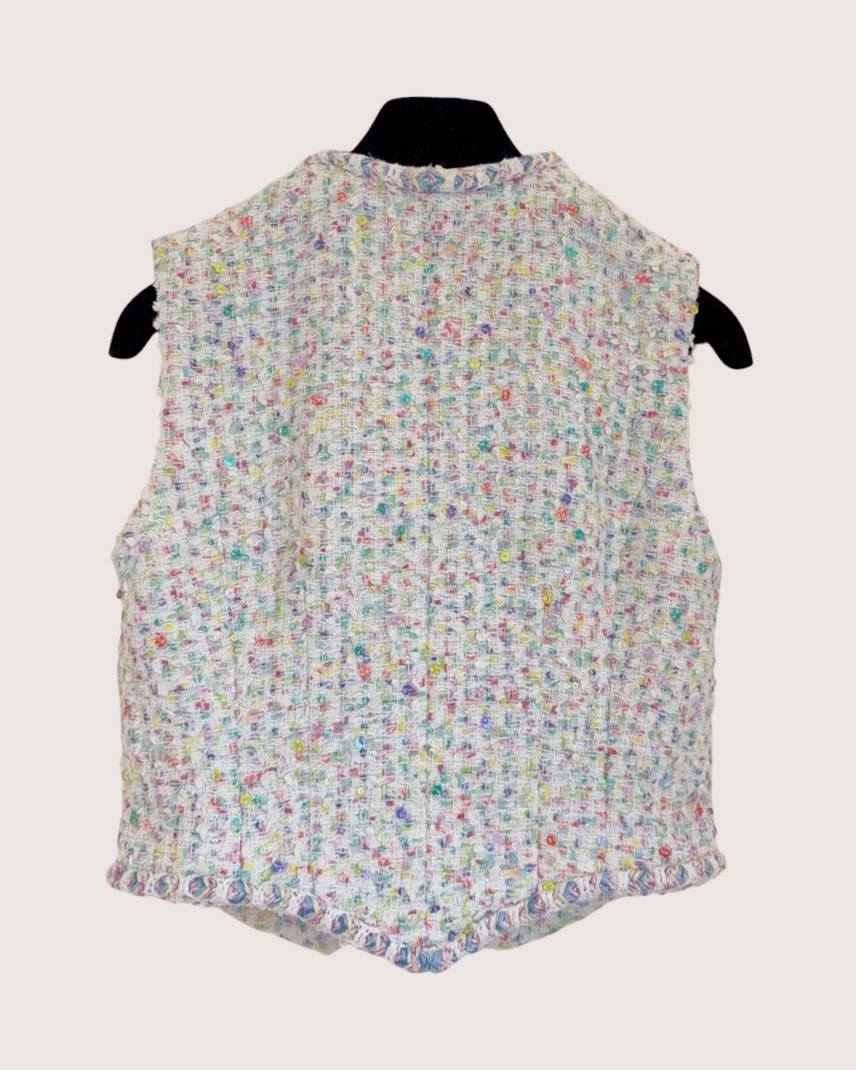 Chanel 23S Confetti Tweed Vest Beige/Ecru, Multicolor FR 34