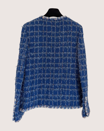 Chanel 23C Tweed Fringe Four-Pocket Jacket Blue, Multicolor FR 34