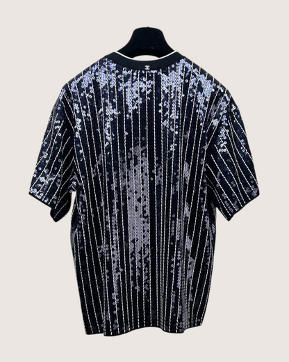 Chanel 23P Sequin CC Top Navy, White, Black