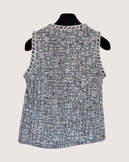 Chanel 24C Logo Denim Vest Grey, Multicolor FR 34