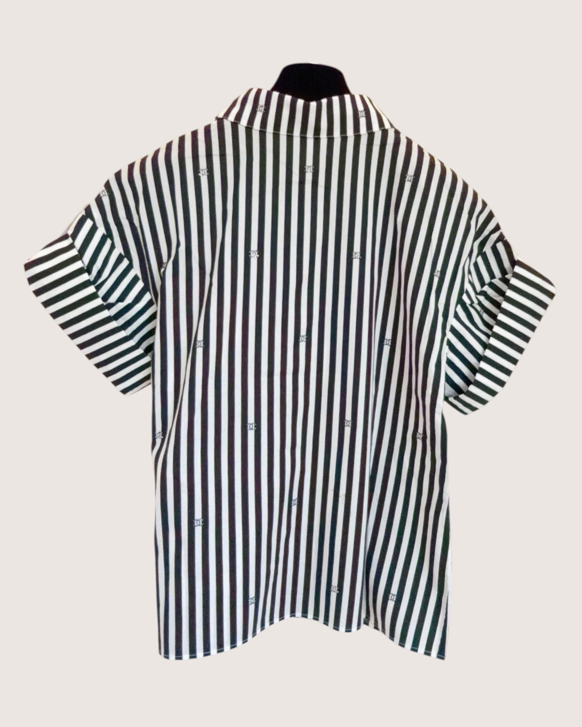 Chanel 24M Coco Beach CC Striped Short-Sleeve Shirt Black, White FR 36