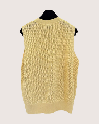 Chanel 26S Cashmere V-Neck Vest Yellow FR 38