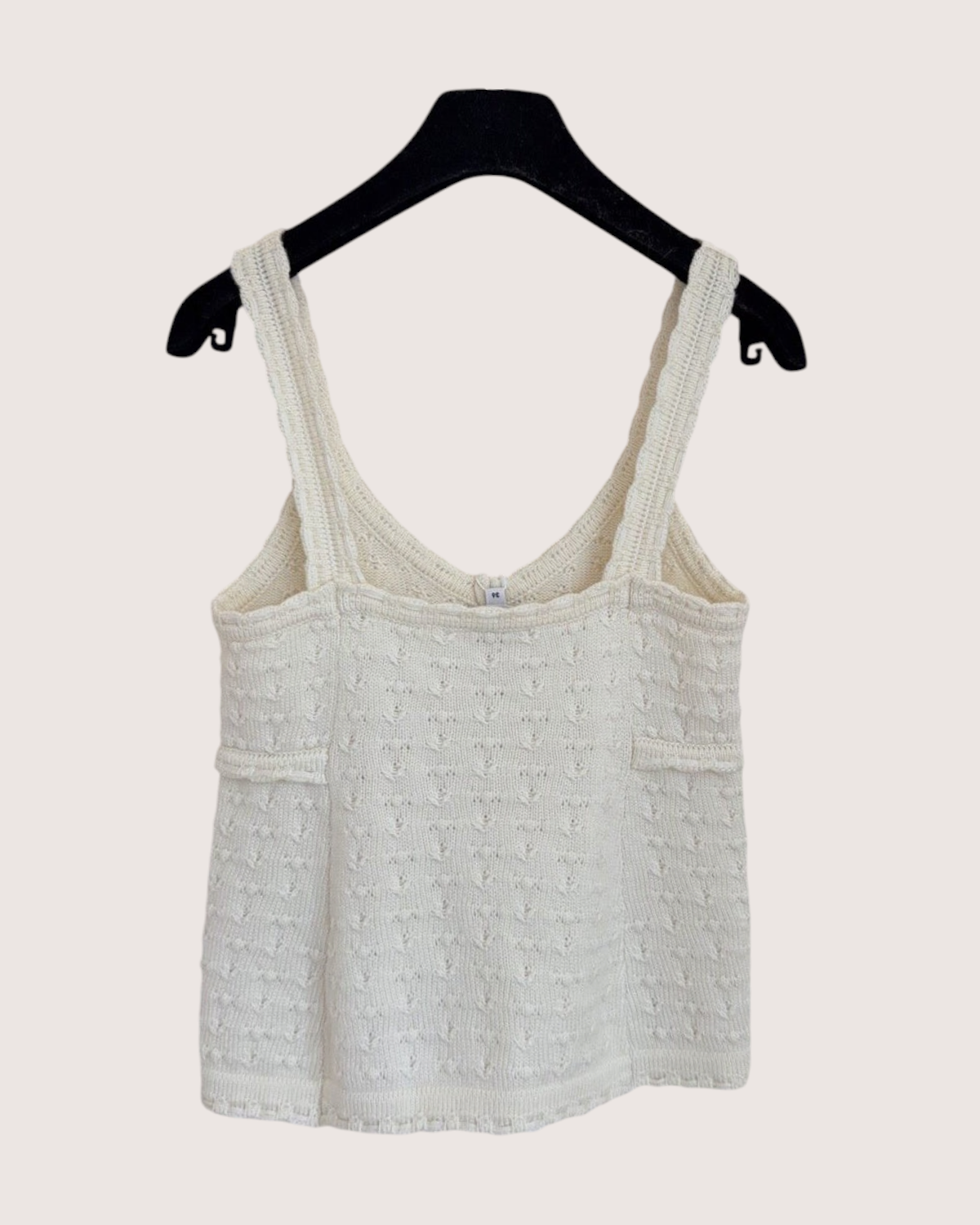 Chanel 25P Cashmere Scalloped Camisole Top Beige/Ecru FR 36