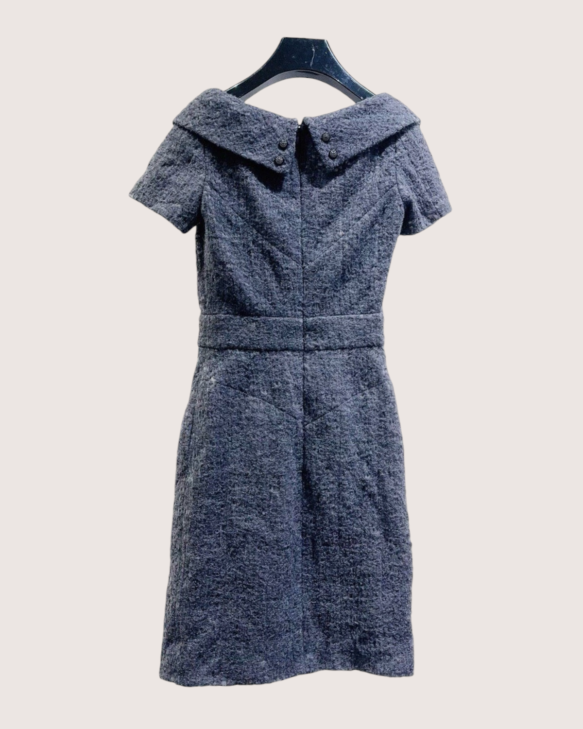 Chanel 14B Tweed Mid-Length Dress Grey FR 34