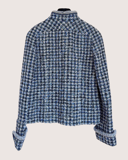 Chanel 20P Stand-Collar Tweed Jacket Blue, Navy, Beige/Ecru, Multicolor FR 36