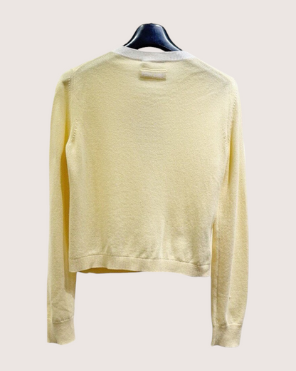 Miu Miu Cashmere Two-Tone Cardigan Yellow, Beige/Ecru FR 40