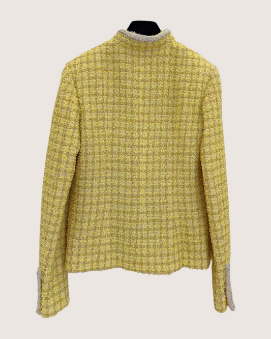Chanel 20P Tweed Jacket Yellow, Beige/Ecru FR 34