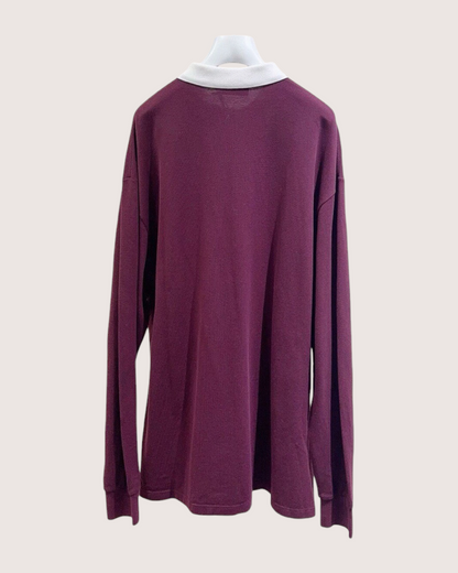 Miu Miu Colorblock Long-Sleeve Top Burgundy, White FR 34