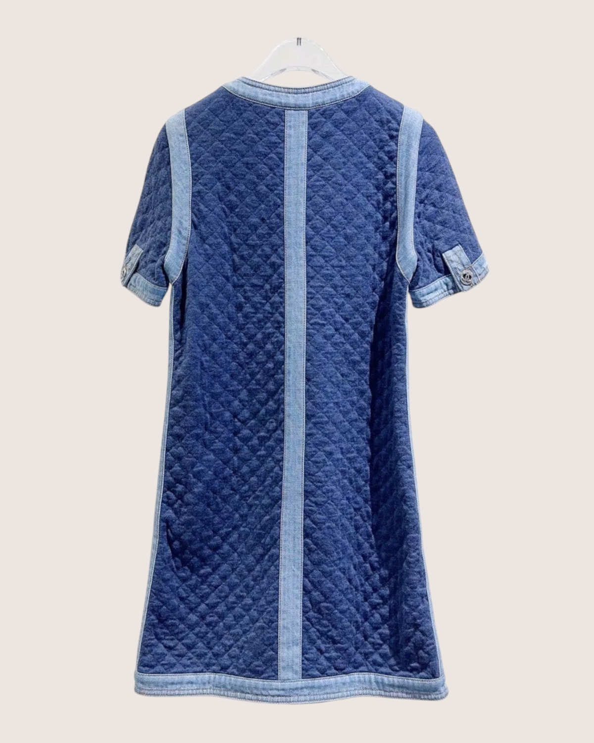 Chanel 20P Denim Quilted Mini Dress Blue FR 34
