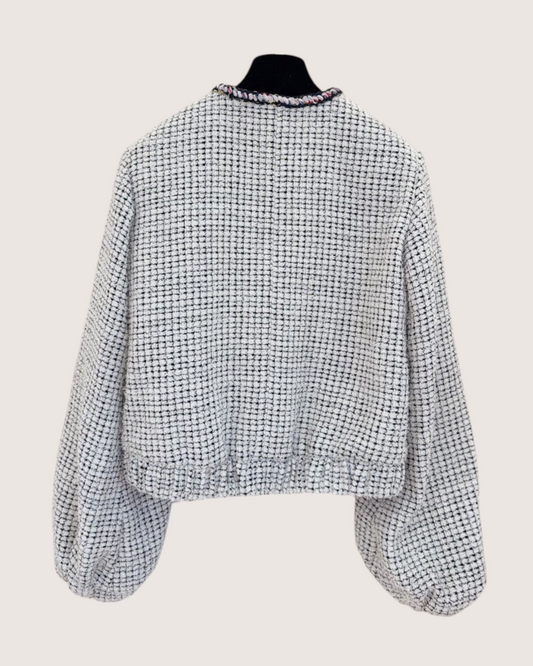 Chanel 21P Tweed Jacket White, Black, Multicolor FR 34