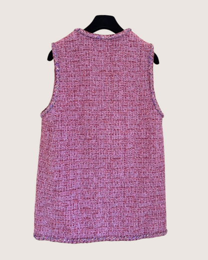 Chanel 22P Tweed Four-Pocket Vest Pink, Purple, Multicolor FR 36