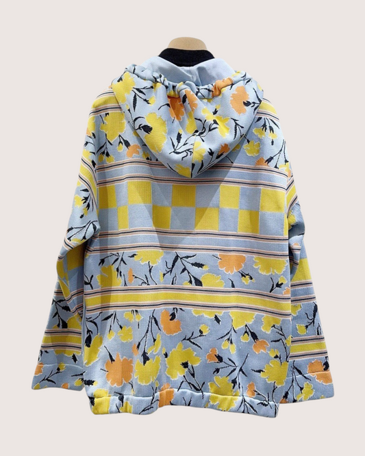 Louis Vuitton Floral Check Hooded Jacket Blue, Yellow, Multicolor FR 34
